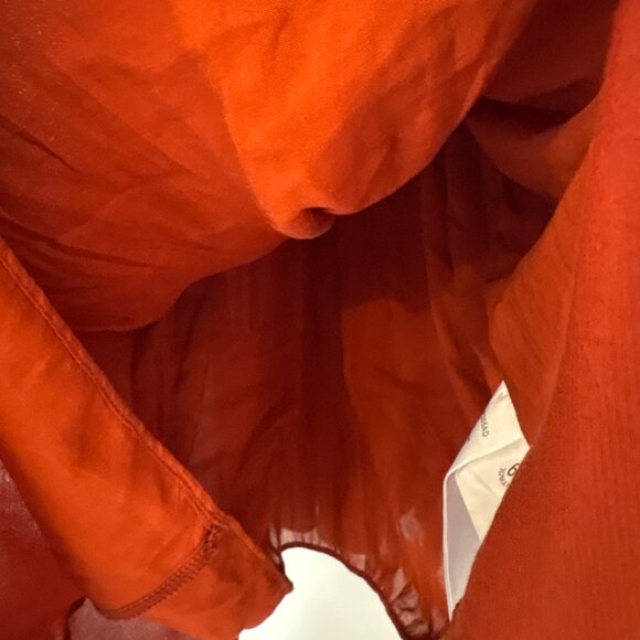 NAF NAF Dress Ruffle V Neck Rust Orange Boho - Picture 7 of 9